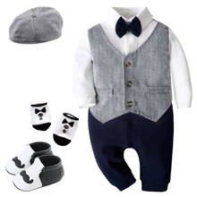 Newborn Boy Formal Clothes Set Toddler Gentleman Wedding Suit Infant Party Gift Outfit Baby Romper Jumpsuit 4PCS 0-18 M 2024 - buy cheap