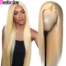 Bestsojoy 613  Blonde Lace Front Wig Brazilian Remy Human Hair Wigs for Black Women Straight 13x4  Transparent Lace Wig 2024 - buy cheap