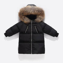 Зимняя куртка с капюшоном для младенцев; пуховик для русской зимы; зимний комбинезон с мехом для маленьких девочек 2024 - купить недорого