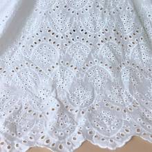 2 Yards Retro Embroidered 100% Cotton Eyelet Fabric in off white Scalloped Wedding Dress Material For DIY Home Party Decor 2024 - buy cheap