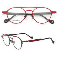 Vintage Women Round Optical Eyeglass Frame Men Pure Titanium Light Metal Prescription Glasses Frames Red Double Bridge Eyewear 2024 - buy cheap