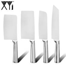 Xyj conjunto de facas de cozinha de aço inoxidável, 4 peças, conjunto de facas de cozinha, corte, fatiador, cutelo para carne, multi-função, afiado 2024 - compre barato