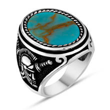 925 Sterling Silver Knight Figured Turquoise Stone Men's Ring Special Quality Unusual Design Extraordinary Wholesale Warrior 2024 - buy cheap