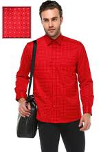 Camisa masculina de bolinhas e manga longa, camiseta vermelha com bolso, casual para homens, tops feitos em turquia 2024 - compre barato