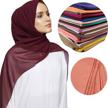 100PCS HOT 90 COLOR Plain Bubble Chiffon Muslim Hijab Scarf Women Head Wrap Echarpe Headband Solid Shawl Scarves 2024 - buy cheap
