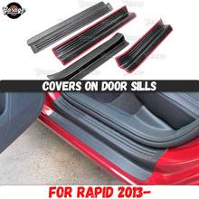 Guard covers on door sills for Skoda Rapid 2013-2018 ABS plastic pads accessories protective plates scratches car styling tuning 2024 - buy cheap