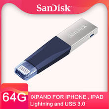 SanDisk PenDrives 64GB 128GB 256GB USB Flash Drive   usb flash 3.0  double interface for iPhone iPad APPLE MFi 2024 - buy cheap
