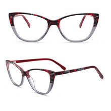Armações de óculos tipo olho de gato, armações de óculos femininos vintage de acetato, várias cores, vermelho e cinza 2024 - compre barato