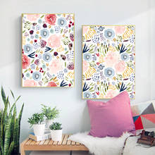 Pintura Floral de acuarela, impresiones artísticas en lienzo de flores rosas, carteles minimalistas, imágenes artísticas de pared para guardería, decoración para habitación de niñas y dormitorio 2024 - compra barato