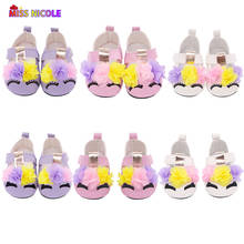 Fashion 6 Styles Flower Doll Shoes For 43cm New Bron Doll 7cm Eyelash Embroidery Mini Shoes For 18 Inches Our Generation Doll 2024 - buy cheap