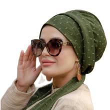 2021 nuevo elástica de moda turbante sombrero de Color sólido mujer caliente invierno cabeza gorro de bufanda gorro interior de hiyab Hijab musulmán Femme de la cabeza 2024 - compra barato