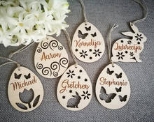 Personalized Wooden Name Sign Hanging Easter Decorations Easter Eggs Pendant DIY Craft Ornament Hanging Tag Wooden Gift 2024 - buy cheap