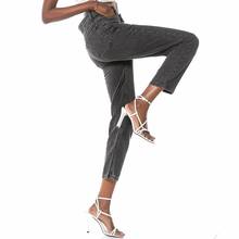 Calça jeans feminina de cintura alta, peça jeans preta de moda para mulheres, casual e justa, primavera 2021 2024 - compre barato