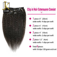 JK Hair Brazilian Remy Kinky Straight Hair Clip In Human Hair Extensions 8 Pieces/Set Full Head Sets 120G 2024 - buy cheap