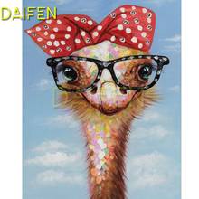 5D DIY Diamond embroidery beard Full Square Diamond painting Cross stitch Cartoon ostrich Full Round Diamond mosaic Glasses bow 2024 - buy cheap