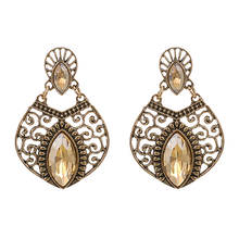 ZHINI New Gothic Green Crystal Water Drop Earrings for Women Geometric Earrings Female Fashion Jewelry 2020 brincos Wholesale 2024 - buy cheap