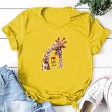 Dibujo de jirafa T camisa gráfico de las mujeres de Jersey Tops Casual de verano de moda versión coreana camiseta retro regalo para el Día DE LA Madre 2024 - compra barato