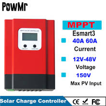 PowMr Esmart3 60A 40A MPPT Солнечный контроллер 48В/36В/24В/12В авто задний светильник LCD Макс 150в постоянного тока вход энергосберегающий RS485 порт 2024 - купить недорого
