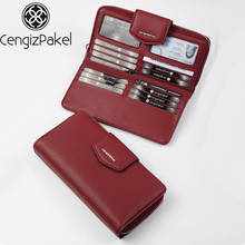 Длинный кошелек CengizPakel для женщин, красный Дамский клатч с несколькими отделениями, держатель для карт на молнии с кармашком для телефона, 2021 2024 - купить недорого