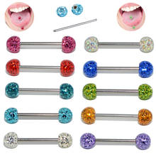 1PC Steel/Titanium Tongue Ring Piercing Epoxy Crystal Ferido Ball Straight Barbell Ring Tongue Barbell Ring Piercing Jewelry14g 2024 - buy cheap
