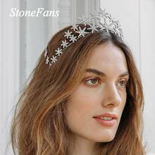 Stonefans-accesorios para el cabello para novia, corona de estrellas, diadema de boda, Tiara de diamantes de imitación de Color plateado, corona, joyería para fiesta y banquete 2024 - compra barato
