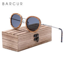 BARCUR-gafas de sol polarizadas de estilo Retro para mujer, lentes de sol redondo de cebra, madera, hechas a mano, para playa 2024 - compra barato