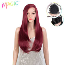 Magic Synthetic Lace Front Wig 30inches Straight Black Wig Side Part Long Wig For Black Women Heat Resistant Fiber Hair Cosplay 2024 - buy cheap
