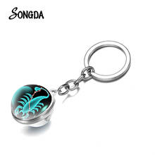 12 Constellation Keychain Sphere Crystal Glass Ball Key Chain Scorpio Leo Aries Gemini Zodiac Horoscope Key Ring Birthday Gifts 2024 - buy cheap