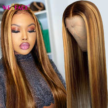 Peluca de cabello humano liso para mujeres negras, postizo de encaje frontal con cierre, color rubio miel, 13x4 2024 - compra barato