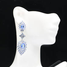 58x19mm Romantic Created Long Big 7.3g Violet Tanzanite Ladies Daily Wear Silver Earrings 2024 - buy cheap