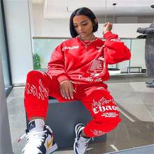 white hooded special design long sleeve cool print top and pants 2 pieces set casual lady fashion women tracksuits 2024 - buy cheap