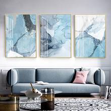 Modern Abstract Blue Marble Texture Canvas Paintings Wall Art Pictures Posters and Prints for Living Room Office Home Decor 2024 - buy cheap