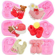 Baby Shoes Clothes Bow Hat Silicone Mold Fondant Molds Baby Birthday Cake Decorating Tools Candy Clay Chocolate Gumpaste Mould 2024 - buy cheap