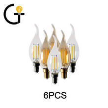 Lâmpada de filamento retrô c35 4w, 6 lâmpadas e14 b22 bombillas 220v-240v, lâmpada vintage 2700k 4000k para decoração de casa 2024 - compre barato