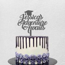 Decoração de bolos personalizada para festas de formatura, decoração de bolo com o nome personalizado para a aventura de nebulização 2024 - compre barato