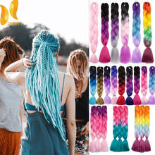XINRAN Synthetic 24inch  Crochet Hair Jumbo Braid Hair Soft Pink Hair Ombre Crochet Braiding Hair Extension For Braid 2024 - buy cheap