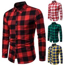 Men Luxury Stylish Slim Fit Long Sleeve Shirts England Style Plaid Classics Single Breasted Shirt Top NEW 2024 - buy cheap