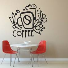 Абстрактная кофейная дизайнерская настенная наклейка, Виниловая наклейка для кафе, кофейни, настенное художественное украшение A001472 2024 - купить недорого