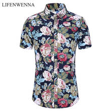 Casual Shirt Men's Summer Shirt 2020 New Fashion Flower Printed Short Sleeve Shirts Mens Plus Size Beach Hawaiian Shirt 6XL 7XL 2024 - buy cheap