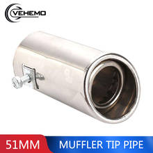 Vehemo Diameter 51mm Muffler Tip Pipe Exhaust Tail Vehicle Car Tail Pipe Auto Exhaust Stainless Steel Exhaust Muffler 2024 - buy cheap