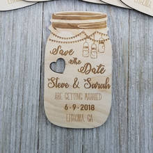 Сохранить дату, Mason Jar Свадебное приглашение, пользовательское свадебное сообщение, Деревенское приглашение деревянное приглашение 2024 - купить недорого