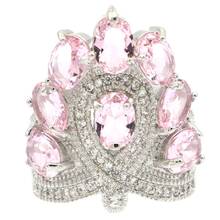 24x23mm 2021 New Arrival Created Pink Kunzite White CZ Women Wedding Daily Wear Silver Rings 2024 - buy cheap