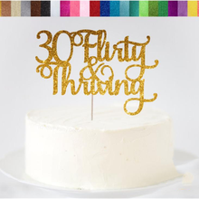 Topper personalizado para pastel de 30 Flirty & Thriving, Topper para pastel de 30 cumpleaños personalizado, Topper para pastel feliz 30, Adornos para pastel de 30 2024 - compra barato
