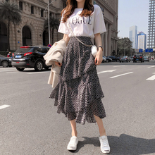 2019 Summer Women Midi Skirts Korean Boho Bohemian Ruffles Ladies Beach Holiday Polka Dot Layer Flare High Waist Skirt For Women 2024 - buy cheap