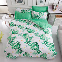 Cartoon white green leaf bedding sets plant twin full queen king size duvet cover bed sheet pillowcase new fashion bedclothes 30 2024 - buy cheap