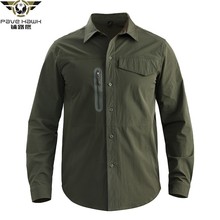 Militar tático de secagem rápida trecho fino camisa do fã do exército verão treinamento ao ar livre escalada caminhadas dos homens manga longa camisas secas rápidas 2024 - compre barato