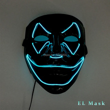 Máscara de diablo de Halloween con alambre EL, máscara con luz LED de neón intermitente para decoración de Bar, Festival, brillante, 10 colores, novedad 2024 - compra barato