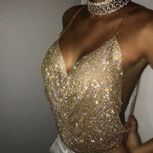 Sutiã rhinestones de strass brilhante, top backsem costas verão praia chique festa sexy para mulheres 2024 - compre barato