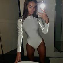 Reflective Long Sleeve Bodysuit Women Autumn Turtleneck Sexy Jumpsuits Women Cotton Skinny Rompers Jumpsuits 2020 Streetwear 2024 - buy cheap