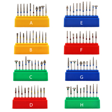 Broca de diamante odontológica 10 tamanhos, conjunto de brocas de polimento de alta velocidade em aço inoxidável, ferramentas de branqueamento dental 2024 - compre barato